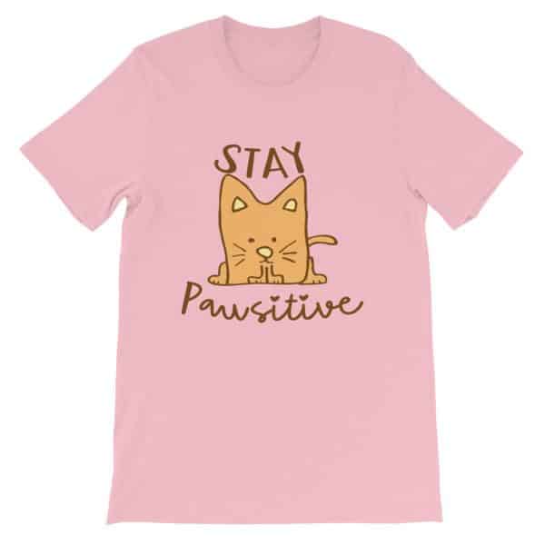 Stay Pawsitive Cat Pun Tee